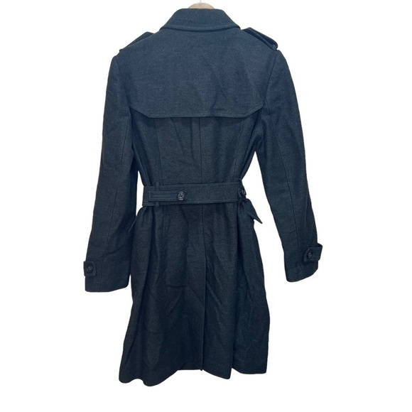 Banana Republic Grey Wool Trench Pea Coat with belt Size Medium - Picture 2 of 15